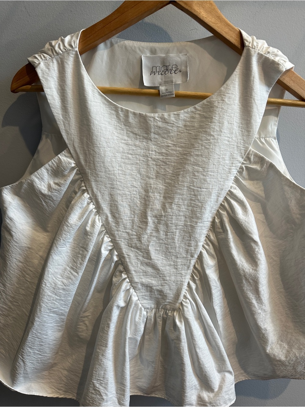 Anthropologie Mare Mare Shirred Swing Tank Ivory Small Babydoll - Picture 3 of 11